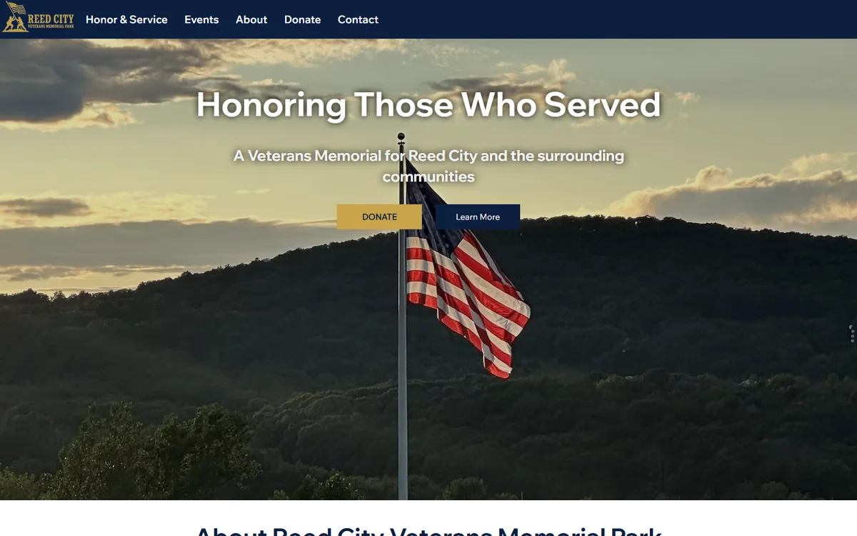 Reed City Veterans Memorial — captured live website preview